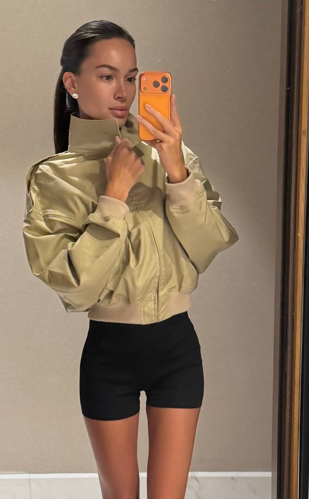 HARRINGTON JACKET IN DESERT GOLD COTTON SATIN