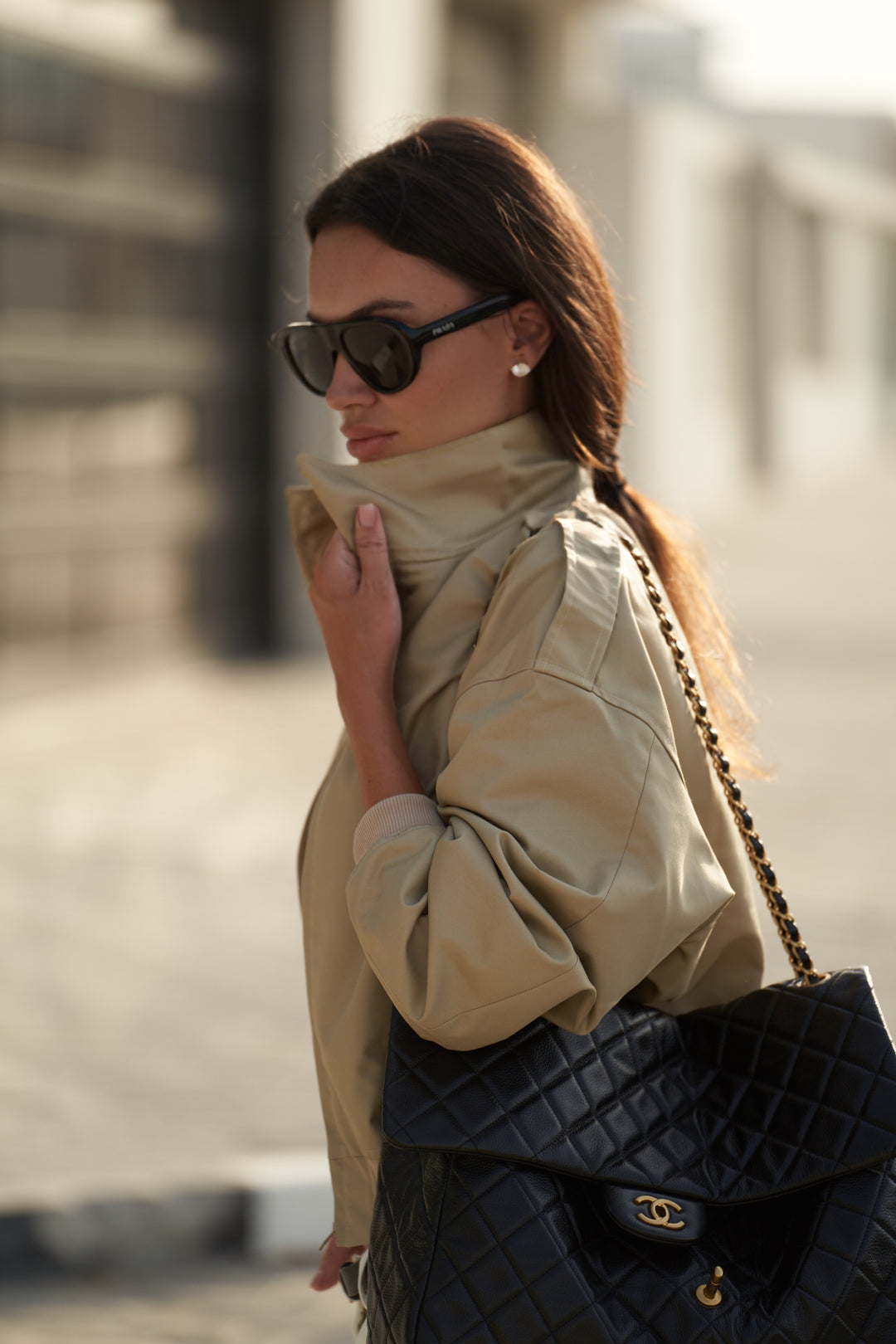 HARRINGTON JACKET IN DESERT GOLD COTTON SATIN