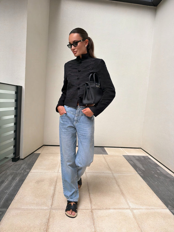 WOOL AND SILK MILITARY-STYLE JACKET