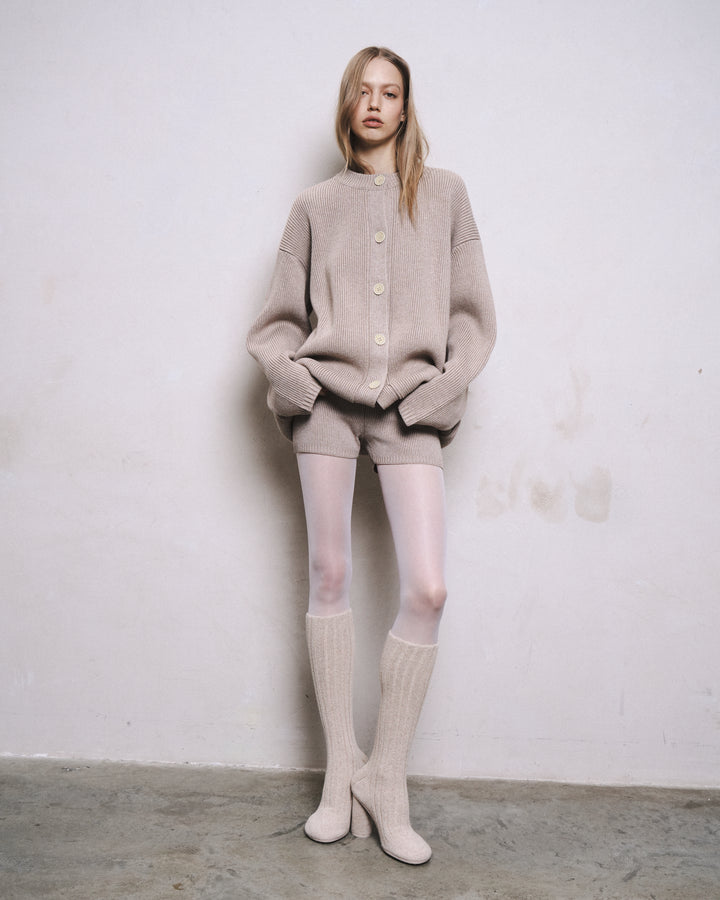 MOULINE CARDIGAN IN CASHMERE AND WOOL