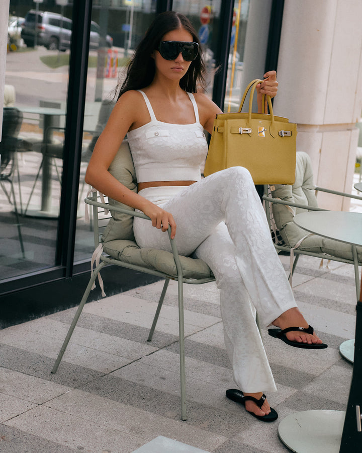 Eden Roc embellished knitted pants