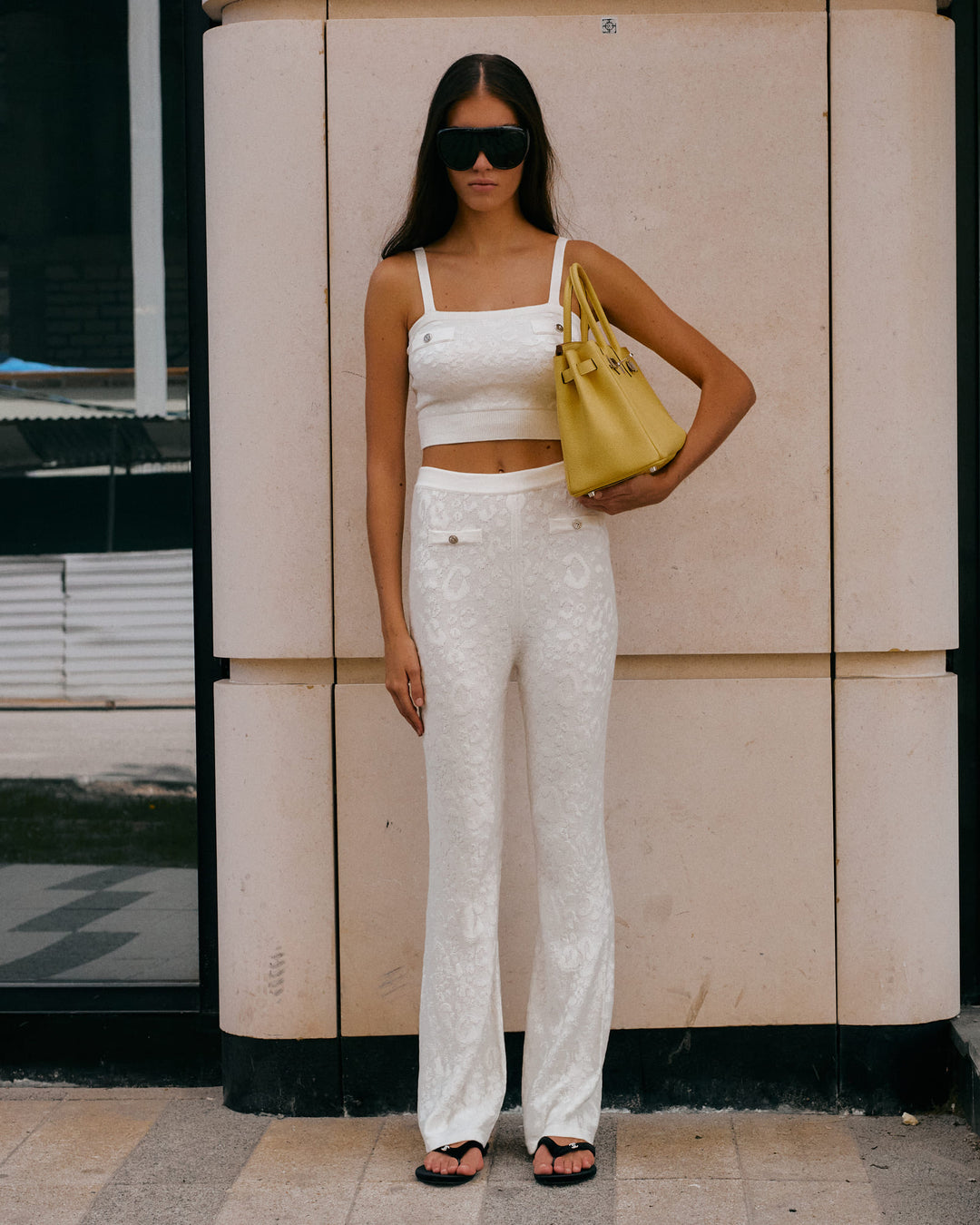 Eden Roc cropped embellished knitted top