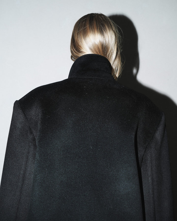 So Black cashmere demi-coat