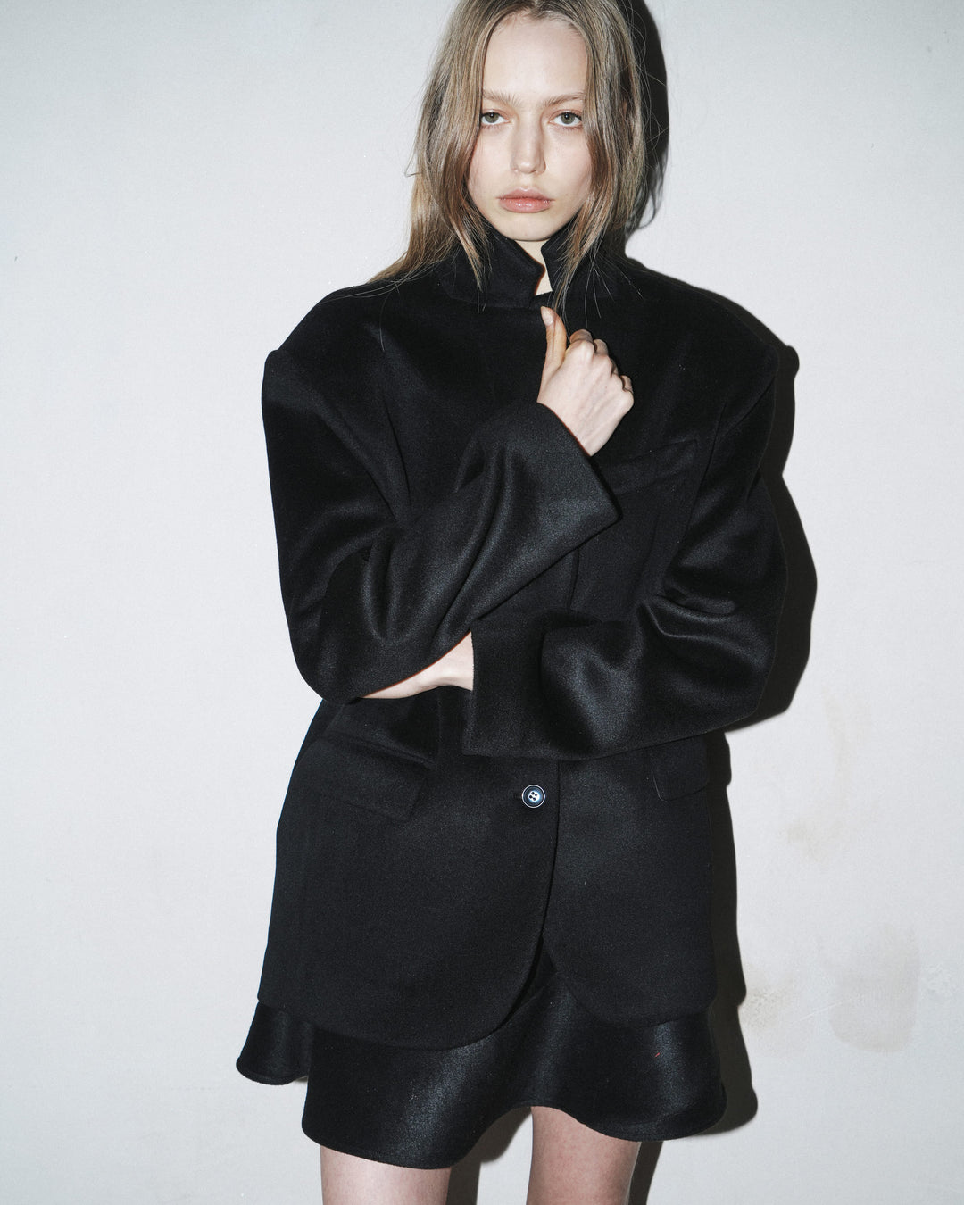 So Black cashmere demi-coat