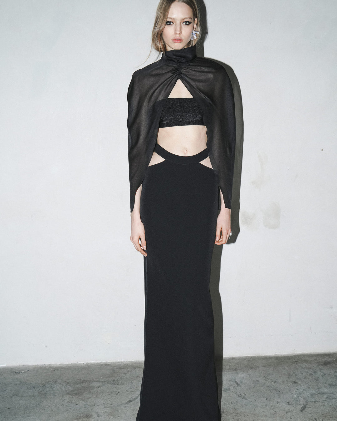 CUTOUT HIGH-RISE MAXI SKIRT