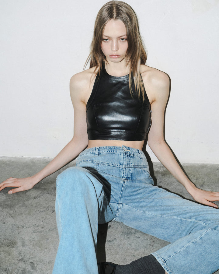 HEART LEATHER TOP