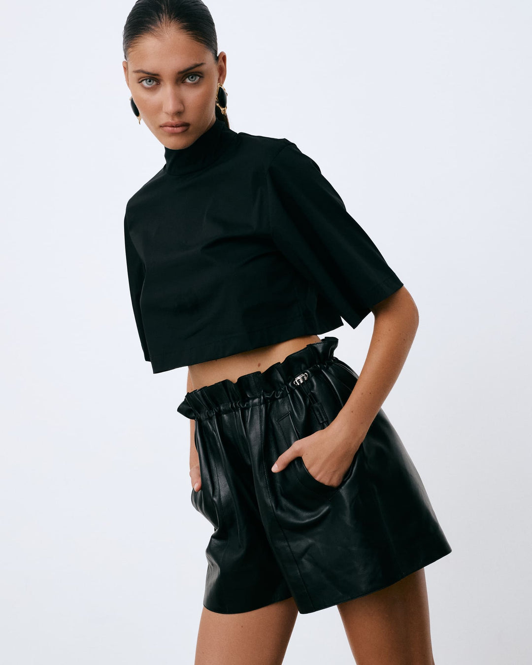 Iris cotton-poplin T-Shirt Black