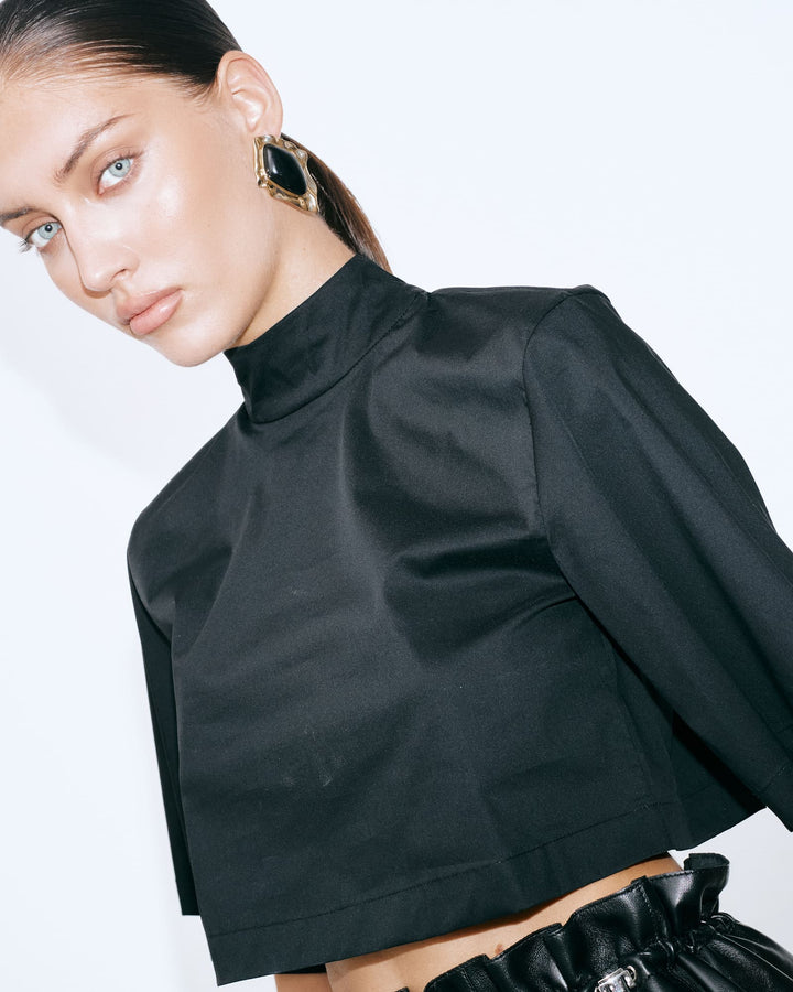 Iris cotton-poplin T-Shirt Black