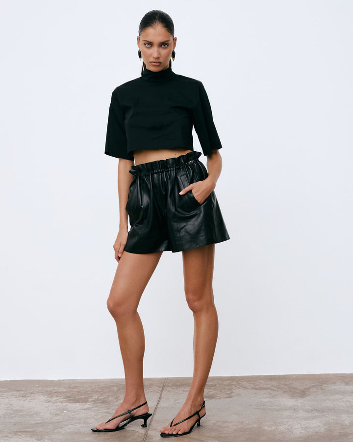 Iris cotton-poplin T-Shirt Black