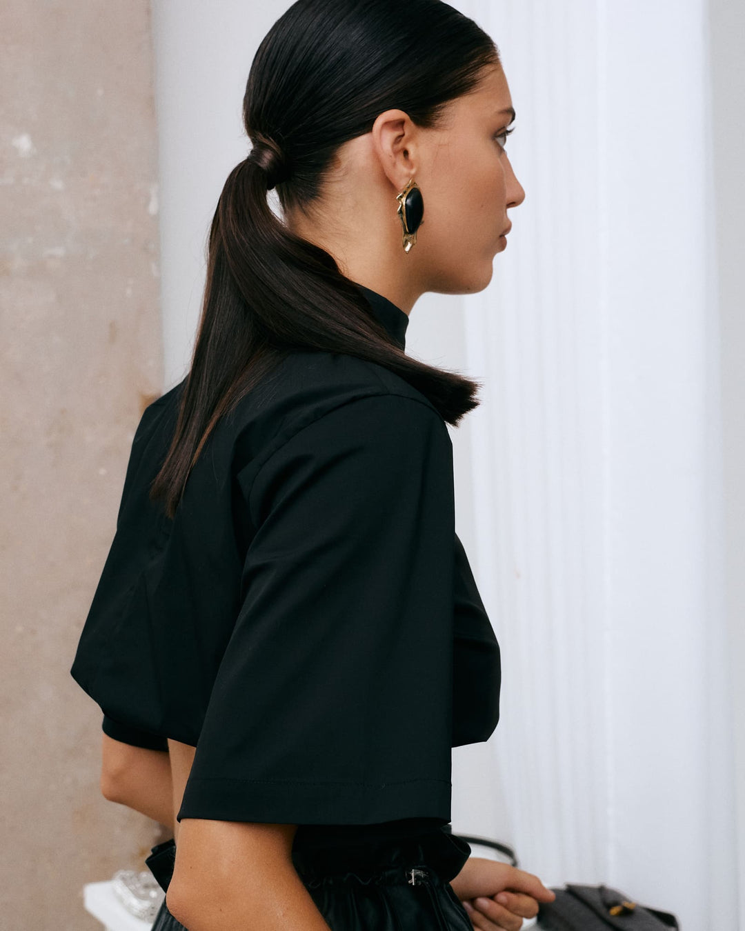Iris cotton-poplin T-Shirt Black