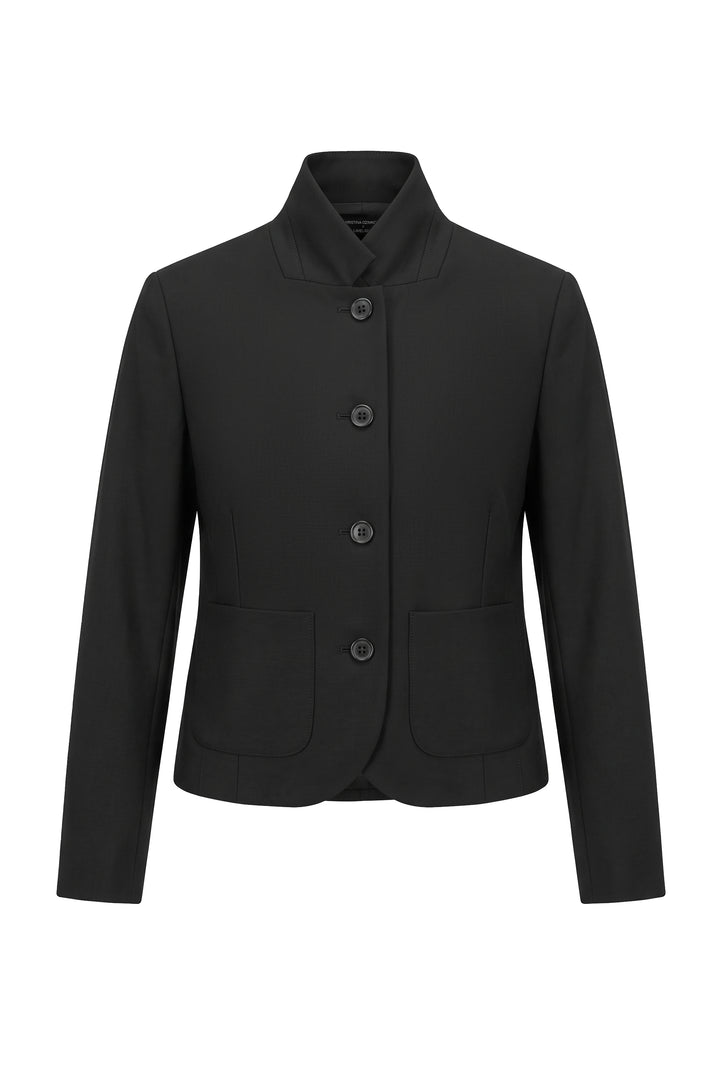 Collar fitted jacket in grain de poudre