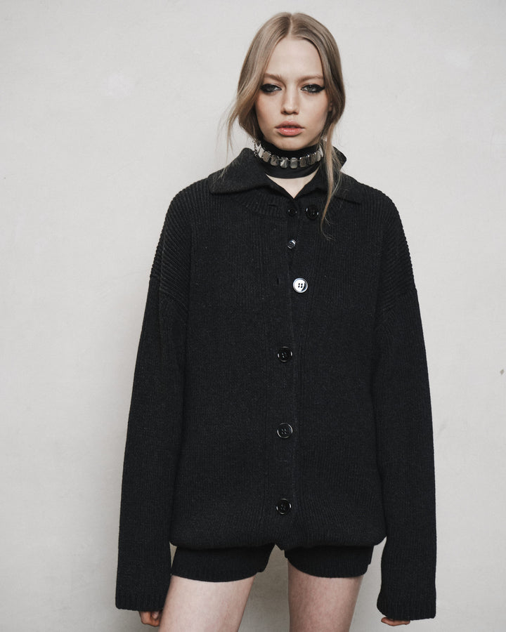 MOULINE CARDIGAN IN CASHMERE AND WOOL